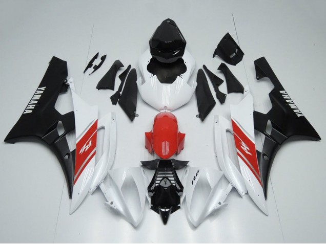 Carenagem Moto Yamaha YZF R6 2006-2007 - Branco Vermelho Preto Fosco