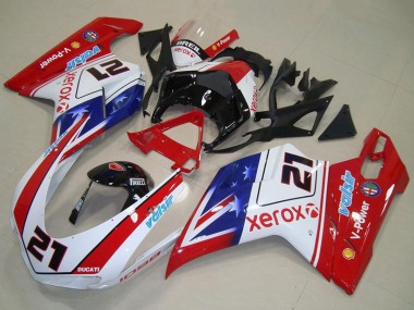 Carenagens Moto Ducati 1098 2007-2014 - Branco Vermelho Azul Preto Brilhante Valsir Xerox 21