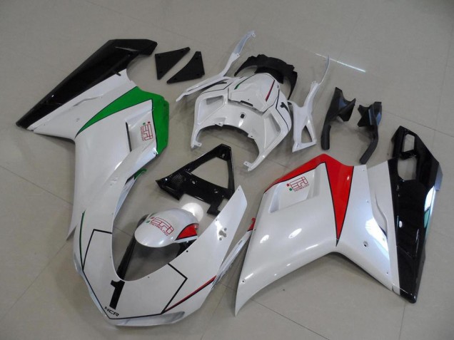 Carenagens Moto Ducati 848 1098 1198 2007-2014 - Branco Brilhante Vermelho Verde Preto Brilhante