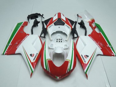 Carenagens Moto Ducati 1098 2007-2014 - Branco Vermelho Verde Listra