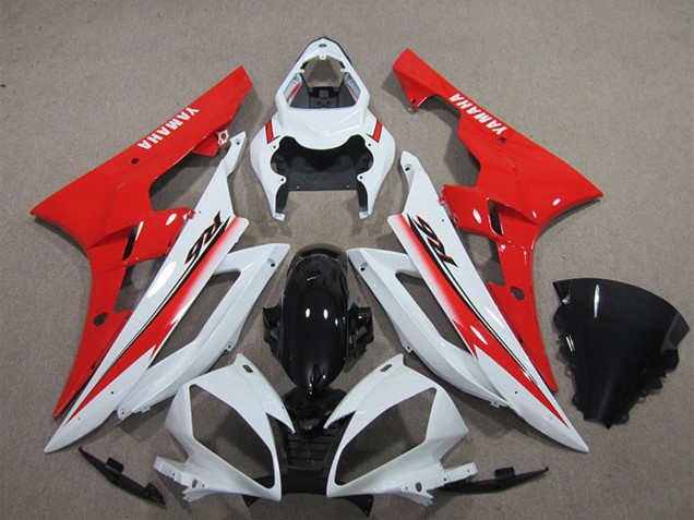 Carenagem Moto Yamaha YZF R6 2006-2007 - Branco Vermelho Preto Brilhante