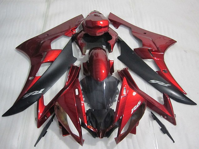 Carenagem Moto Yamaha YZF R6 2006-2007 - Vermelho Preto Fosco