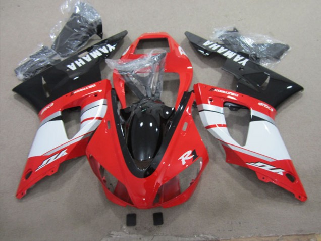 Carenagens Moto Yamaha YZF R1 1998-1999 - Vermelho Branco Prata Preto Brilhante