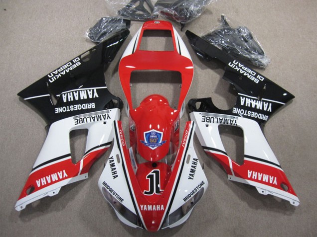 Carenagens Moto Yamaha YZF R1 1998-1999 - Branco Vermelho Preto Brilhante Yamalube 50