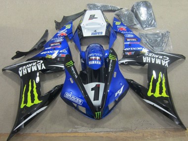 Carenagens Moto Yamaha YZF R1 2002-2003 - Branco Azul Preto Amarelo Néon Monstro Graves 1