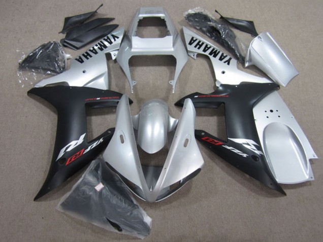 Kits Carenagem Moto Yamaha YZF R1 2002-2003 - Prata Preto Fosco