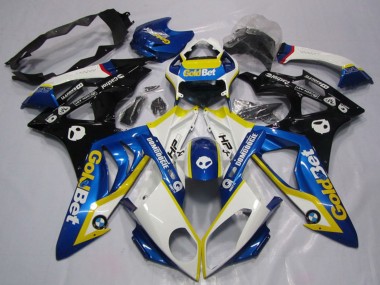 Carenagens Moto BMW S1000RR 2009-2014 - Branco Amarelo Azul Preto Brilhante OuroBet HP