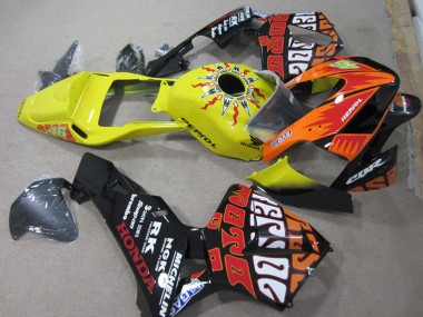 Carenagens Moto Honda CBR600RR 2003-2004 - Amarelo Laranja Preto Brilhante Rossi Repsol 46