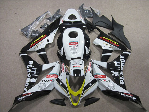 Carenagens Moto Honda CBR600RR 2007-2008 - Branco Ouro Preto Brilhante PlayBoy HRC