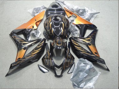 Carenagem Moto Honda CBR600RR 2007-2008 - Preto Brilhante Laranja Chama