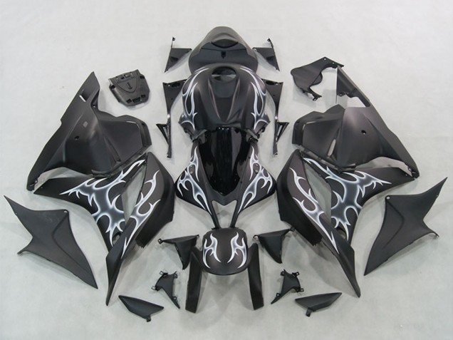 Carenagens Moto Honda CBR600RR 2007-2008 - Preto Fosco Prata Chama