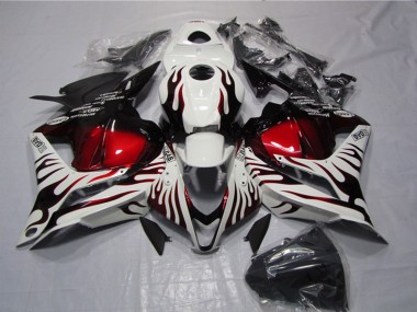 Carenagens Moto Honda CBR600RR 2009-2012 - Branco Vermelho Preto Brilhante Chama
