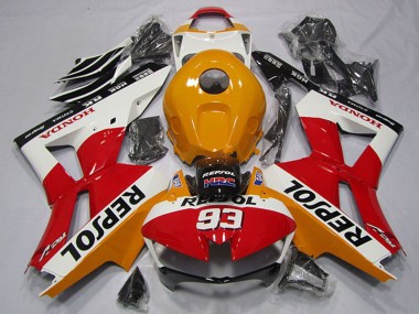 Carenagem Moto Honda CBR600RR 2013-2023 - Laranja Branco Vermelho Preto Brilhante Repsol 93