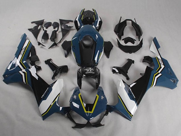 Carenagens Moto Honda CBR1000RR 2017-2023 - Azul Branco Amarelo Preto Brilhante Shocker