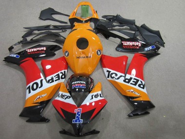 Carenagens Moto Honda CBR1000RR 2012-2016 - Laranja Branco Vermelho Preto Brilhante Repsol 1