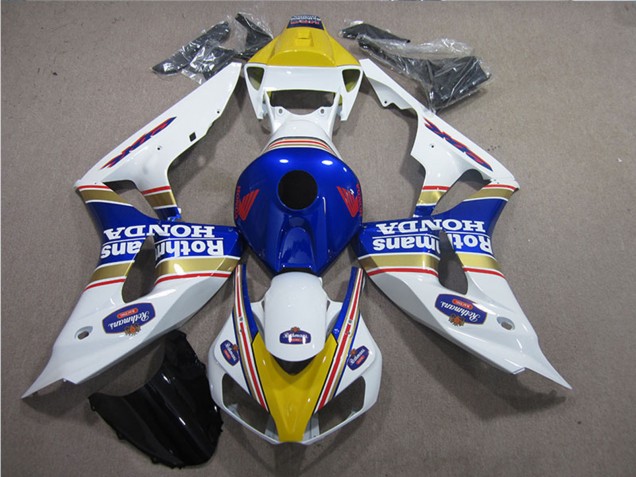 Carenagens Moto Honda CBR1000RR 2006-2007 - Branco Azul Amarelo Ouro Rothmans