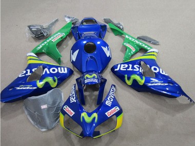 Carenagens Moto Honda CBR1000RR 2006-2007 - Azul Verde Amarelo MoviStar Castrol