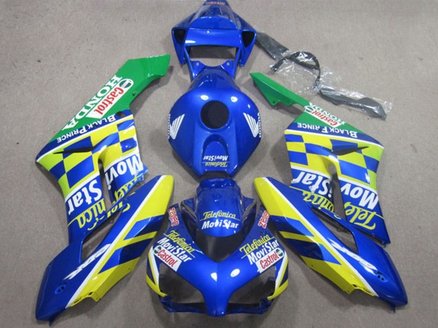 Carenagens Moto Honda CBR1000RR 2004-2005 - Azul Amarelo Verde Telefonica MoviStar Castrol
