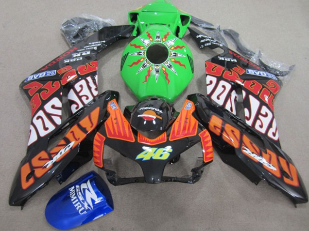 Carenagens Moto Honda CBR1000RR 2004-2005 - Laranja Verde Rossi Preto Brilhante Repsol Rossi 46