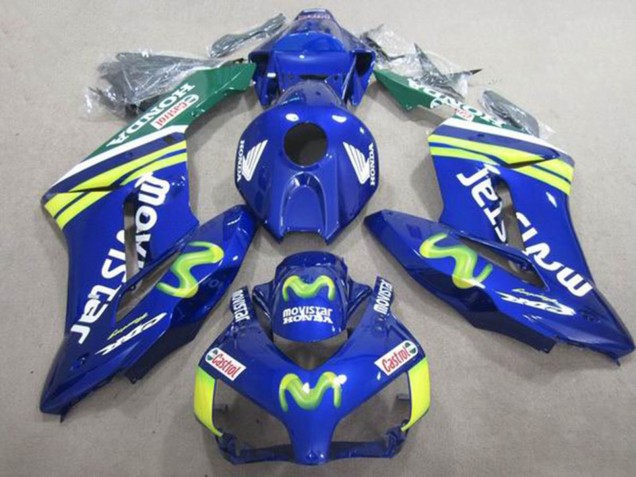 Carenagens Moto Honda CBR1000RR 2004-2005 - Azul Verde Amarelo MoviStar Castrol