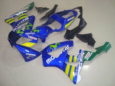 Carenagens Moto Honda CBR900RR 929 2000-2001 - Azul Amarelo Verde MoviStar Castrol