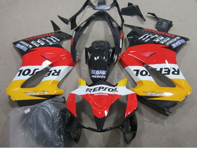 Carenagens Moto Honda VFR 800 2002-2013 - Amarelo Branco Vermelho Preto Brilhante Repsol
