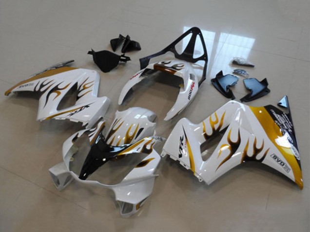 Carenagem Moto Honda VFR 800 2002-2013 - Branco Ouro Chama