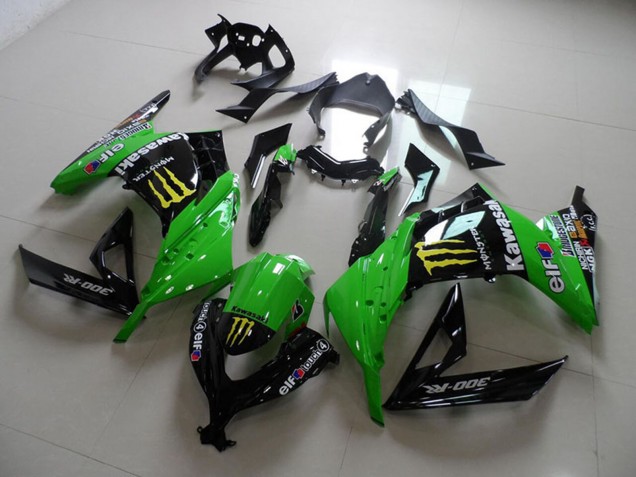Carenagens Moto Kawasaki ZX300R 2013-2018 - Verde Preto Brilhante Amarelo Elf Touch4 Monstro