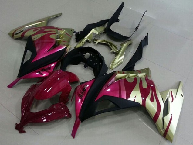 Carenagens Moto Kawasaki ZX300R 2013-2018 - Ouro Rosa Vermelho Preto