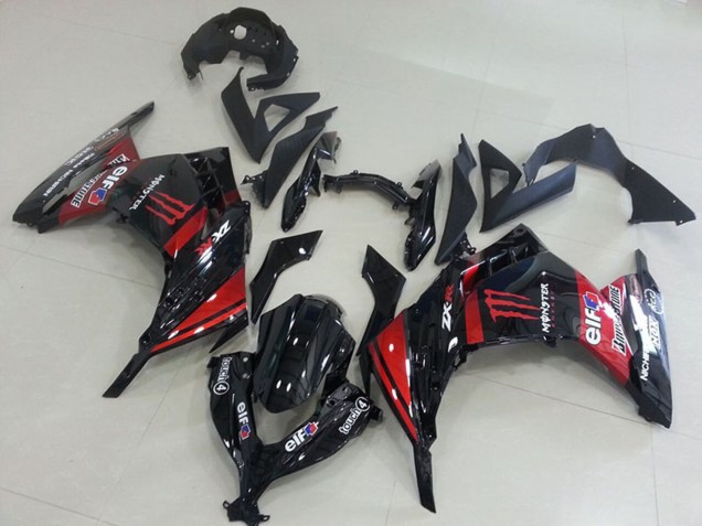 Carenagens Moto Kawasaki ZX300R 2013-2018 - Preto Brilhante Vermelho Elf Touch4 Monstro