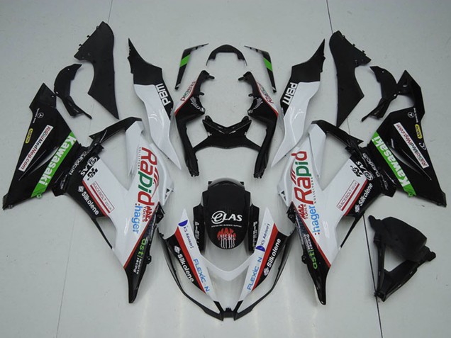 Carenagens Moto Kawasaki ZX6R 2013-2018 - Branco Verde Preto Vermelho Rapid