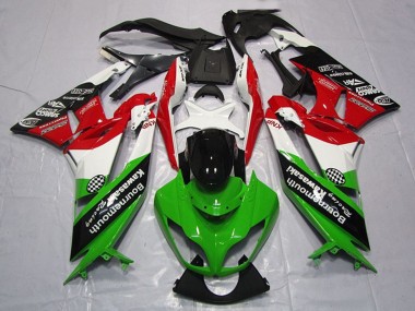 Carenagens Moto Kawasaki ZX6R 2009-2012 - Branco Vermelho Verde Preto Brilhante