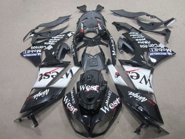 Carenagens Moto Kawasaki ZX6R 2009-2012 - Preto Brilhante Branco West