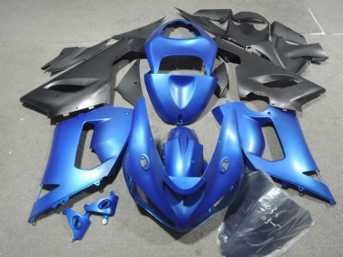 Kits Carenagem Moto Kawasaki ZX6R 2005-2006 - Azul Preto Fosco