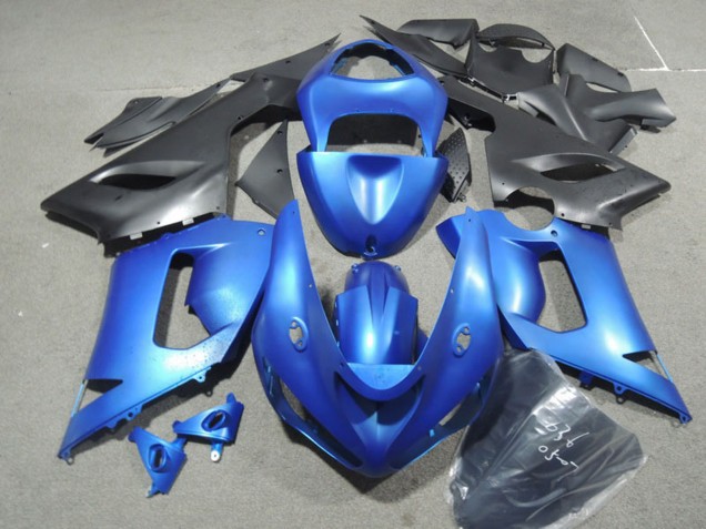 Kits Carenagem Moto Kawasaki ZX6R 2005-2006 - Azul Preto Fosco