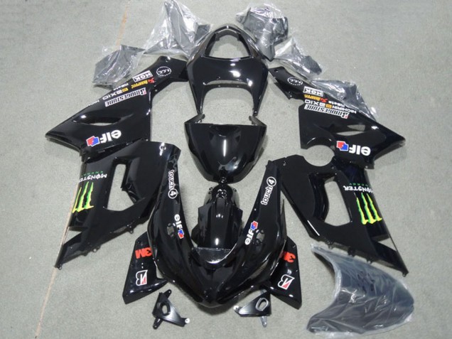 Carenagens Moto Kawasaki ZX6R 2005-2006 - Preto Brilhante Verde Monstro