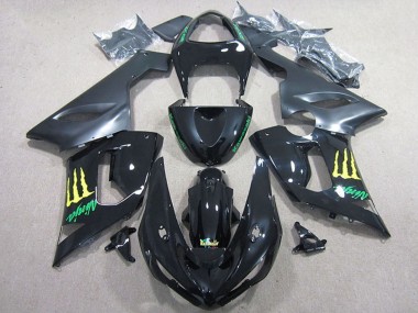 Carenagem Moto Kawasaki ZX6R 2005-2006 - Preto Brilhante Amarelo Monstro