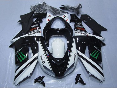 Carenagens Moto Kawasaki ZX10R 2006-2007 - Branco Preto Brilhante Verde Elf Touch4 Monstro