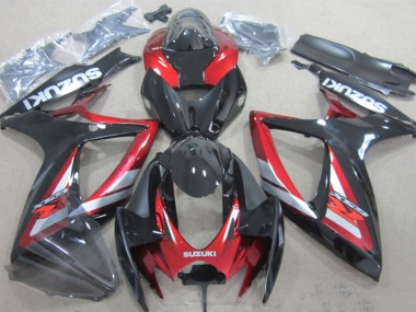 Carenagens Moto Suzuki GSXR 600 2006-2007 - Preto Brilhante Vermelho Prata