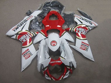 Carenagens Moto Suzuki GSXR 600 2011-2024 - Branco Vermelho Motul Lucky Strike