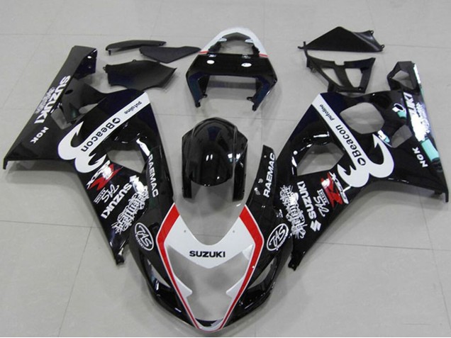Carenagens Moto Suzuki GSXR 750 2004-2005 - Preto Brilhante Branco Vermelho Baliza