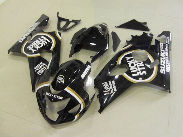 Carenagens Moto Suzuki GSXR 750 2004-2005 - Preto Brilhante Branco Lucky Strike Motul