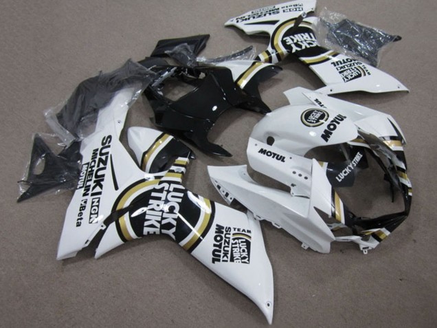 Carenagens Moto Suzuki GSXR 750 2011-2024 - Branco Lucky Strike Preto Motul
