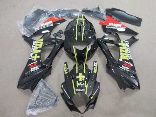 Carenagens Moto Suzuki GSXR 1000 2007-2008 - Preto Brilhante Amarelo Vermelho Rizla