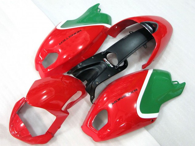 Carenagens Moto Ducati Monster 696 2008-2012 - Vermelho Branco Verde