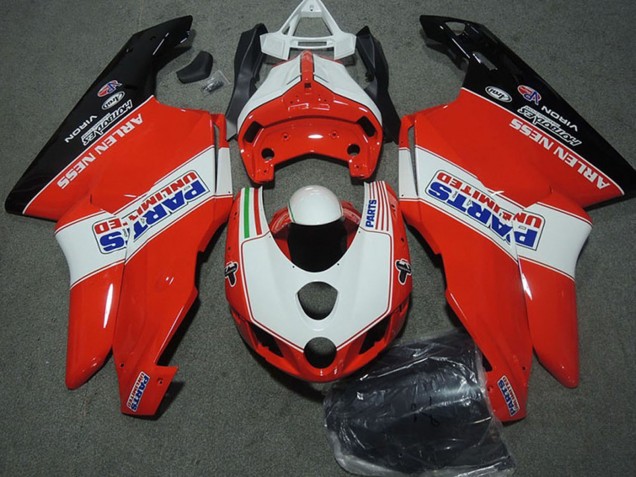 Carenagens Moto Ducati 749 999 2003-2004 - Branco Vermelho Preto Brilhante Parts Unlimited