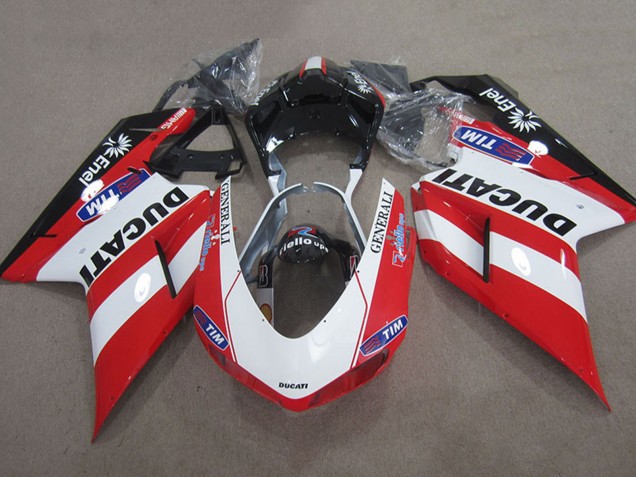 Carenagens Moto Ducati 1098 2007-2014 - Vermelho Branco Preto Generali Tim