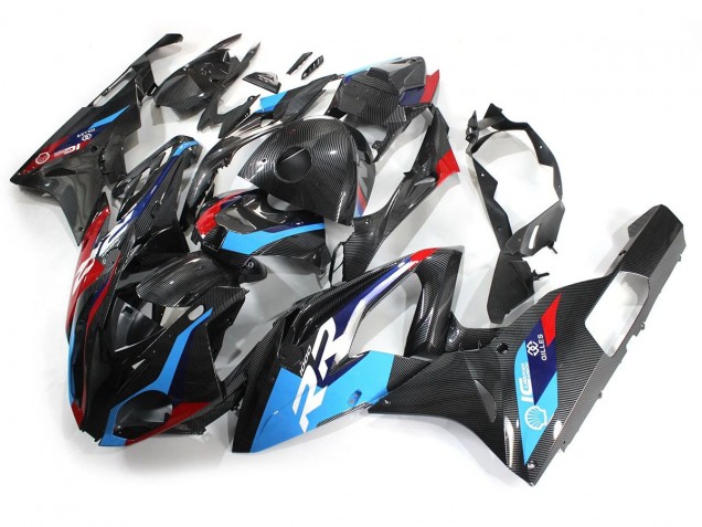 Carenagens Moto BMW S1000RR 2015-2016 - Azul Vermelho Fibra de Carbono
