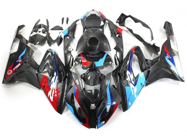 Carenagens Moto BMW S1000RR 2015-2016 - Azul Vermelho Fibra de Carbono