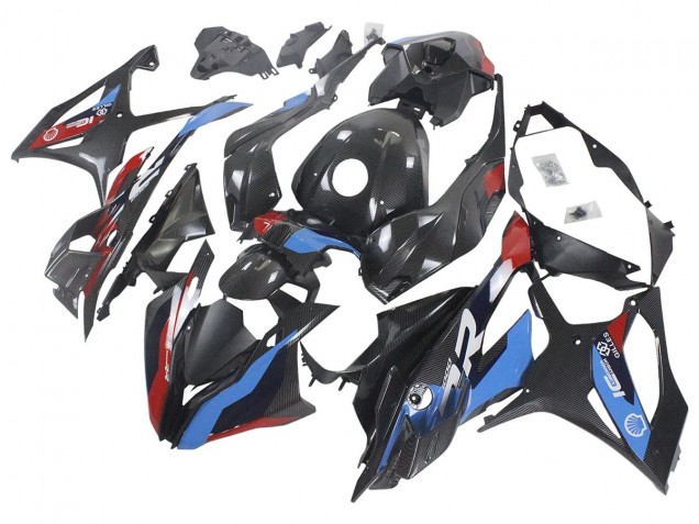 Carenagens Moto BMW S1000RR 2023-2024 - Azul Vermelho Fibra de Carbono